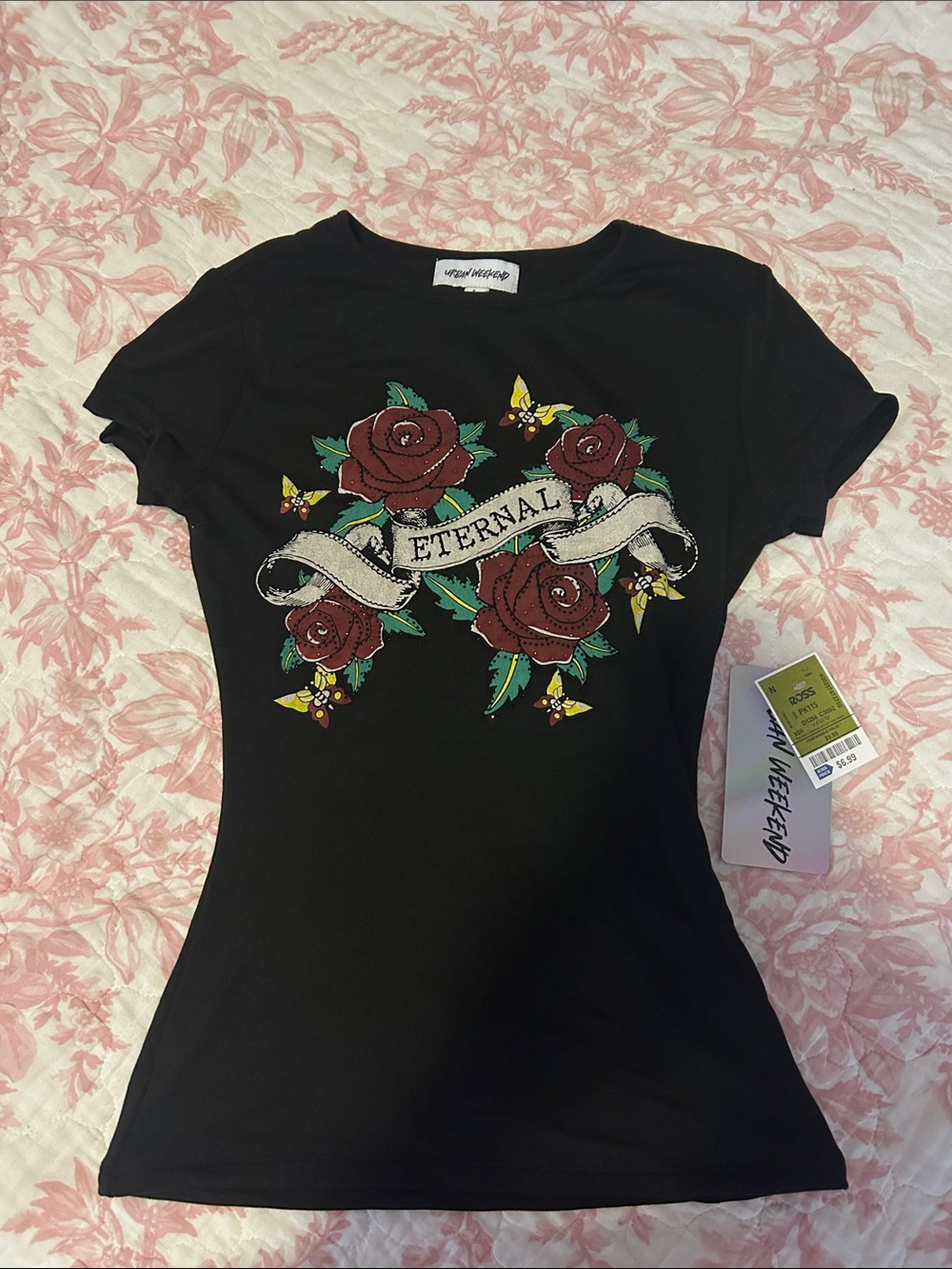 Weekend Brand Black 'Eternal' Rose Graphic Tee
